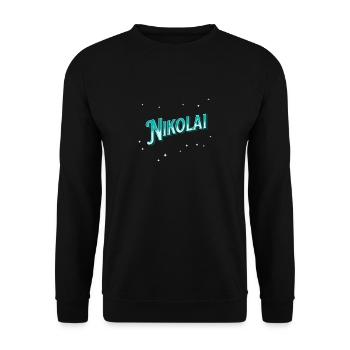 Nikolai's name personalized - Unisex Sweatshirt - black - Front - Alina (178cm) & Michal (187cm)