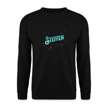 Steffen Namen personalisiert - Unisex Pullover - Schwarz - Vorne - Alina (178cm) & Michal (187cm)
