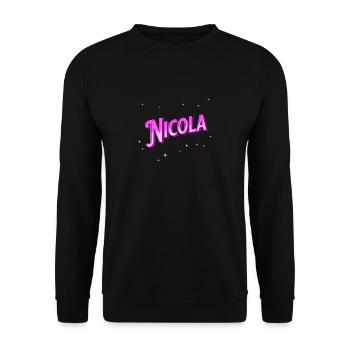 Nicola Namen personalisiert - Unisex Pullover - Schwarz - Vorne - Alina (178cm) & Michal (187cm)