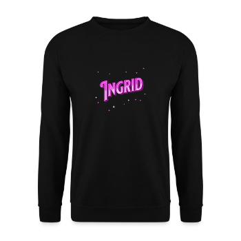 Ingrid Namen personalisiert - Unisex Pullover - Schwarz - Vorne - Alina (178cm) & Michal (187cm)