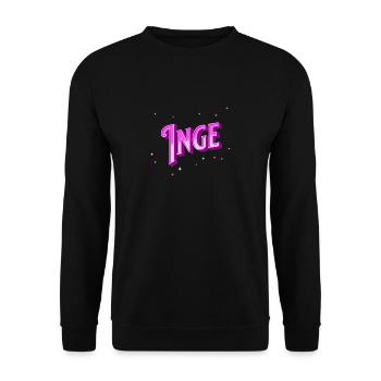 Inge Namen personalisiert - Unisex Pullover - Schwarz - Vorne - Alina (178cm) & Michal (187cm)