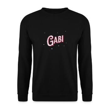Gabi Namen personalisiert - Unisex Pullover - Schwarz - Vorne - Alina (178cm) & Michal (187cm)
