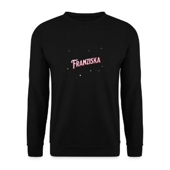 Franziska Namen personalisiert - Unisex Pullover - Schwarz - Vorne - Alina (178cm) & Michal (187cm)
