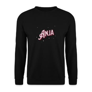 Anja Namen personalisiert - Unisex Pullover - Schwarz - Vorne - Alina (178cm) & Michal (187cm)