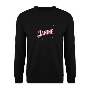 Janine name personalized - Unisex Sweatshirt - black - Front - Alina (178cm) & Michal (187cm)
