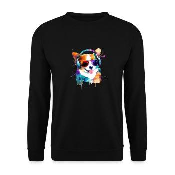 Süsser kleiner Gamer Hund Für Hundeliebhaber Bunt - Unisex Pullover - Schwarz - Vorne - Alina (178cm) & Michal (187cm)