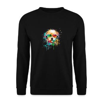 Süsser kleiner Gamer Hund Für Hundeliebhaber Bunt - Unisex Pullover - Schwarz - Vorne - Alina (178cm) & Michal (187cm)