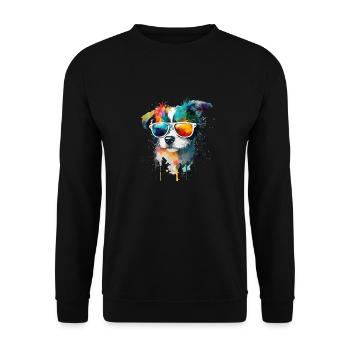 Süsser kleiner Gamer Hund Für Hundeliebhaber Bunt - Unisex Pullover - Schwarz - Vorne - Alina (178cm) & Michal (187cm)