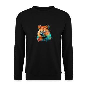 Niedlicher Quokka für Quokkaliebhaber Bunt - Unisex Pullover - Schwarz - Vorne - Alina (178cm) & Michal (187cm)