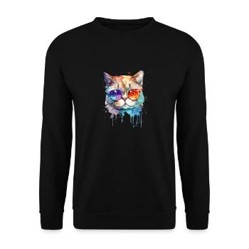 Coole kleine Gamer Katze Für Katzenliebhaber Bunt - Unisex Pullover - Schwarz - Vorne - Alina (178cm) & Michal (187cm)