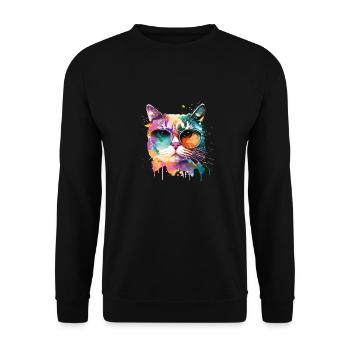 Coole kleine Gamer Katze Für Katzenliebhaber Bunt - Unisex Pullover - Schwarz - Vorne - Alina (178cm) & Michal (187cm)