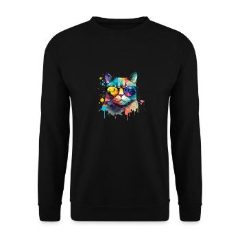 Coole kleine Gamer Katze Für Katzenliebhaber Bunt - Unisex Pullover - Schwarz - Vorne - Alina (178cm) & Michal (187cm)