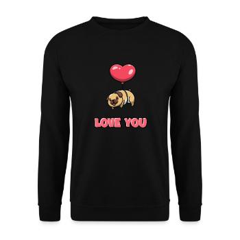 Liebe dich - Unisex Pullover - Schwarz - Vorne - Alina (178cm) & Michal (187cm)