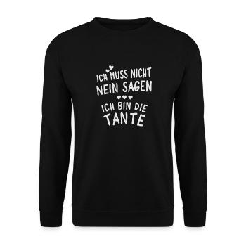 Ich bin die Tante - Unisex Pullover - Schwarz - Vorne - Alina (178cm) & Michal (187cm)