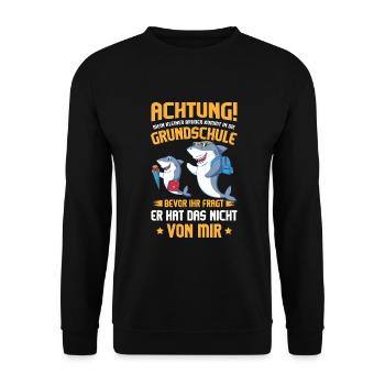 Schulanfang Einschulung 1 Klasse Grundschule - Unisex Pullover - Schwarz - Vorne - Alina (178cm) & Michal (187cm)