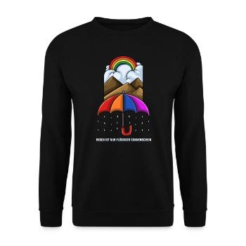 Regen ist nur flüssiger Sonnenschein - Unisex Pullover - Schwarz - Vorne - Alina (178cm) & Michal (187cm)