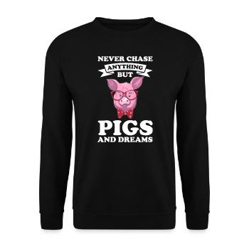 Schweine Schweinefarm Geschenk - Unisex Pullover - Schwarz - Vorne - Alina (178cm) & Michal (187cm)
