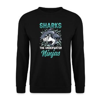 Sharks the Underwater Ninjas - Unisex Pullover - Schwarz - Vorne - Alina (178cm) & Michal (187cm)