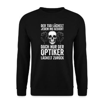 Optiker Beruf Augenoptiker Geschenk - Unisex Pullover - Schwarz - Vorne - Alina (178cm) & Michal (187cm)