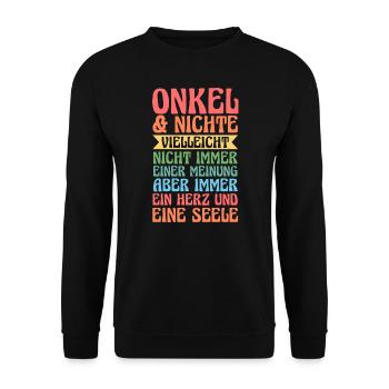Onkel & Nichte Familie Onkels Geschenk - Unisex Pullover - Schwarz - Vorne - Alina (178cm) & Michal (187cm)