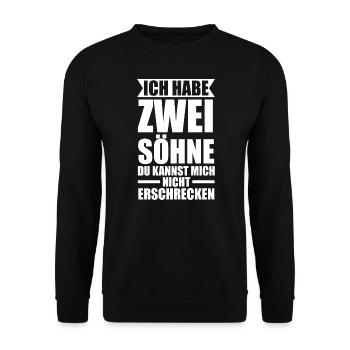 2 Söhne Familie Mama von 2 Söhnen Geschenk - Unisex Pullover - Schwarz - Vorne - Alina (178cm) & Michal (187cm)