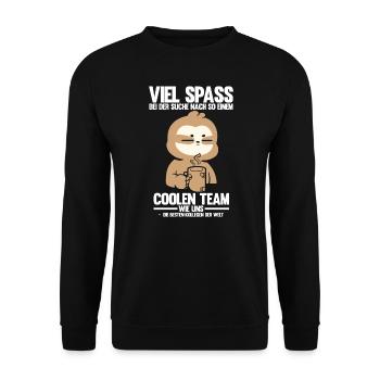 Abschied Kollegin Abschiedsparty Geschenk - Unisex Pullover - Schwarz - Vorne - Alina (178cm) & Michal (187cm)
