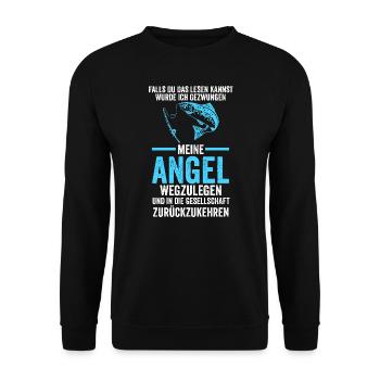 Angeln Fische Angler Geschenk - Unisex Pullover - Schwarz - Vorne - Alina (178cm) & Michal (187cm)
