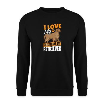 Amerikanischer Chesapeake Bay Retriever-Hund - Unisex Pullover - Schwarz - Vorne - Alina (178cm) & Michal (187cm)