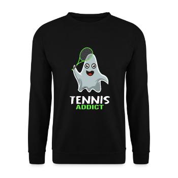 Tennis Match Balle Raquette de Tennis « Joueur de Tennis » - Sweat-shirt Unisexe - noir - Devant - Alina (178cm) & Michal (187cm)