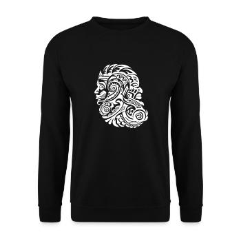 Cultural tattoo narratives in Maori style - Unisex Sweatshirt - black - Front - Alina (178cm) & Michal (187cm)