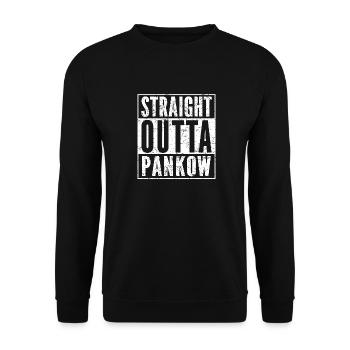 STRAIGHT OUTTA PANKOW Funny Berlin Shirt - Unisex Sweatshirt - black - Front - Alina (178cm) & Michal (187cm)