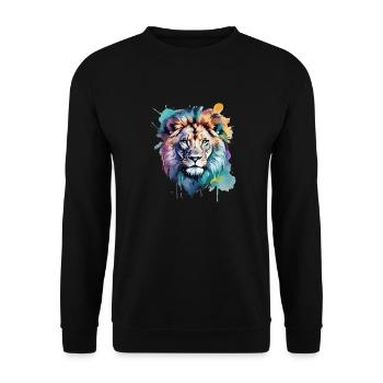 Colorful Lion Head - Unisex Pullover - Schwarz - Vorne - Alina (178cm) & Michal (187cm)