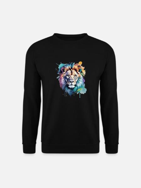 Tête de lion colorée - Sweat-shirt Unisexe - noir