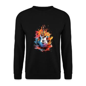 E-Gitarre Geschenk, Gitarrist in Musikband - Unisex Pullover - Schwarz - Vorne - Alina (178cm) & Michal (187cm)