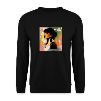 Silhouette femme omikly couleur tag graff yeux - Sweat-shirt Unisexe - noir - Devant - Alina (178cm) & Michal (187cm)