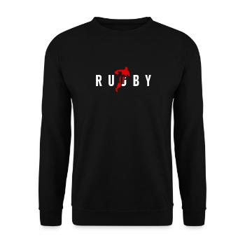 Rugby-Rugby-Spieler - Unisex Pullover - Schwarz - Vorne - Alina (178cm) & Michal (187cm)