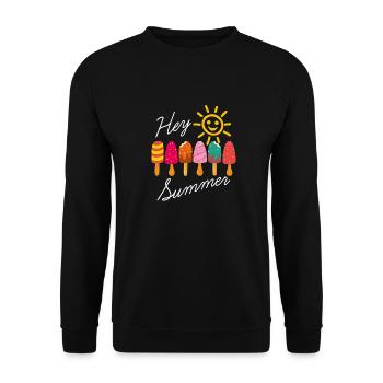 Hallo Sommer Sonnenschein und Eis am Stiel - Unisex Pullover - Schwarz - Vorne - Alina (178cm) & Michal (187cm)