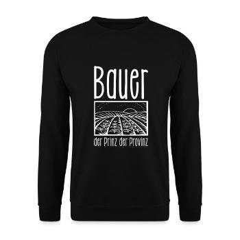 Ich bin stolzer Bauer, der Prinz der Provinz - Unisex Pullover - Schwarz - Vorne - Alina (178cm) & Michal (187cm)
