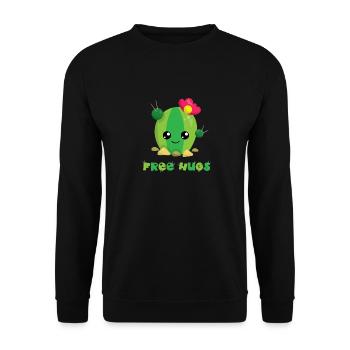 FREE HUGS - Süßer Comic Kaktus Geschenk Shirts - Unisex Pullover - Schwarz - Vorne - Alina (178cm) & Michal (187cm)
