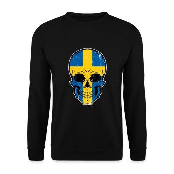 SKULL SWEDEN FLAG - Unisex Sweatshirt - black - Front - Alina (178cm) & Michal (187cm)