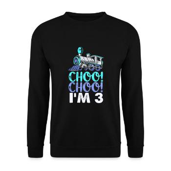 Anniversaire des enfants Train Train Conducteur Locomotive - Sweat-shirt Unisexe - noir - Devant - Alina (178cm) & Michal (187cm)
