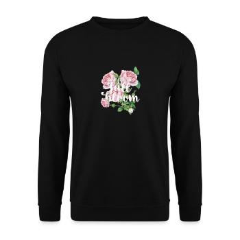 Live life full bloom -Leben in vollen Zügen leben - Unisex Pullover - Schwarz - Vorne - Alina (178cm) & Michal (187cm)