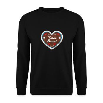 Lebkuchenherz "Team Braut" - Unisex Pullover - Schwarz - Vorne - Alina (178cm) & Michal (187cm)