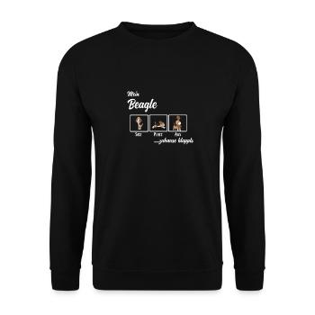 Mein Beagle zuhause klappts, lustiges Hunde Tee - Unisex Pullover - Schwarz - Vorne - Alina (178cm) & Michal (187cm)