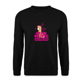 Just a girl who loves alpacas - Unisex Sweatshirt - black - Front - Alina (178cm) & Michal (187cm)