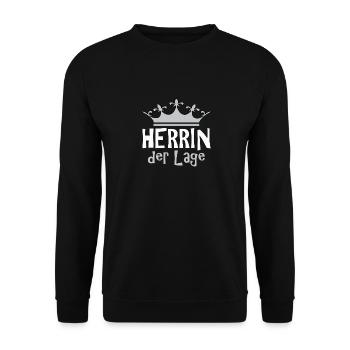 Herrin der Lage - Unisex Pullover - Schwarz - Vorne - Alina (178cm) & Michal (187cm)