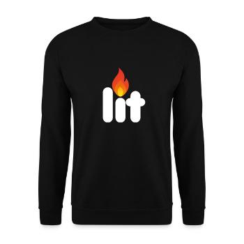 lit weiß - Unisex Pullover - Schwarz - Vorne - Alina (178cm) & Michal (187cm)