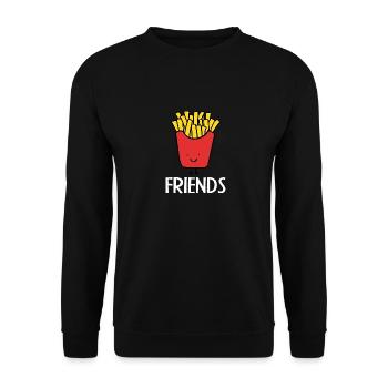 Best Friends, Beste Freunde, Partnershirt, Pommes - Unisex Pullover - Schwarz - Vorne - Alina (178cm) & Michal (187cm)