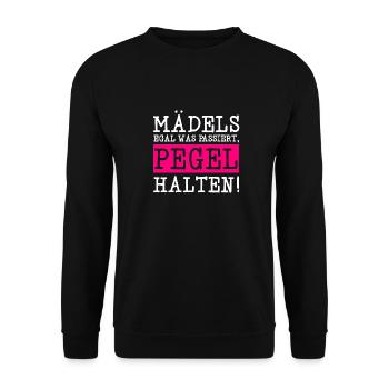 Maedels pegel halten trinken saufen party maedelsa - Unisex Pullover - Schwarz - Vorne - Alina (178cm) & Michal (187cm)