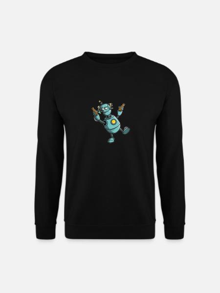 Robots with beer - everything turns - Unisex Sweatshirt - black